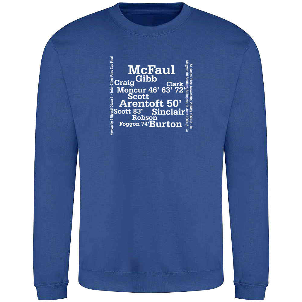 Newcastle '69 Inter Cities Fairs Cup Final Line Up Sweatshirt
