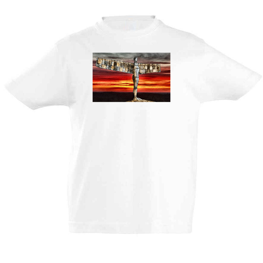 The Angel Of The North At Sunset by Hadrian Richards Kids' T-Shirt