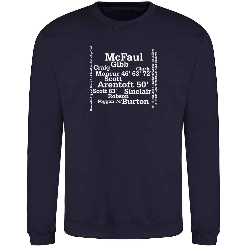 Newcastle '69 Inter Cities Fairs Cup Final Line Up Sweatshirt