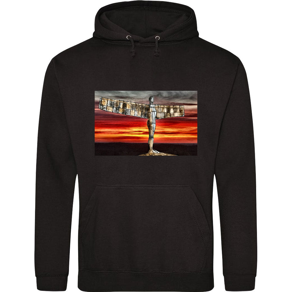 The Angel Of The North At Sunset by Hadrian Richards Hooded-Top
